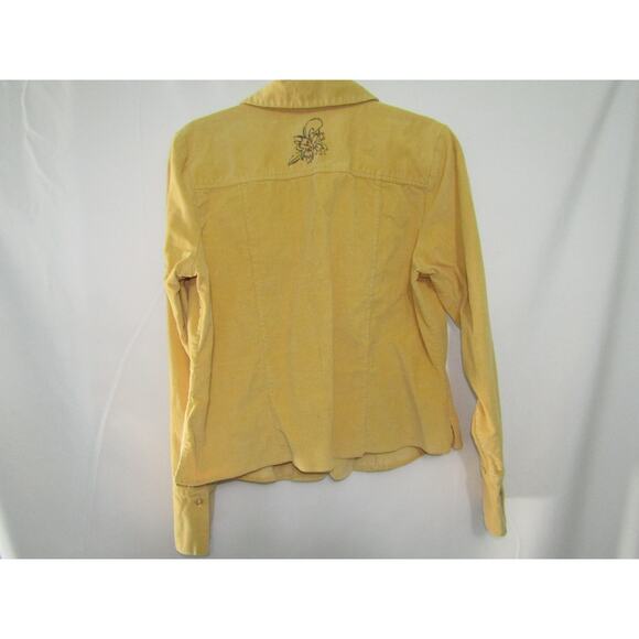 Vintage Christopher Banks Savannah L Yellow Corduroy Shirt Jacket Floral Sequins - Picture 4 of 9